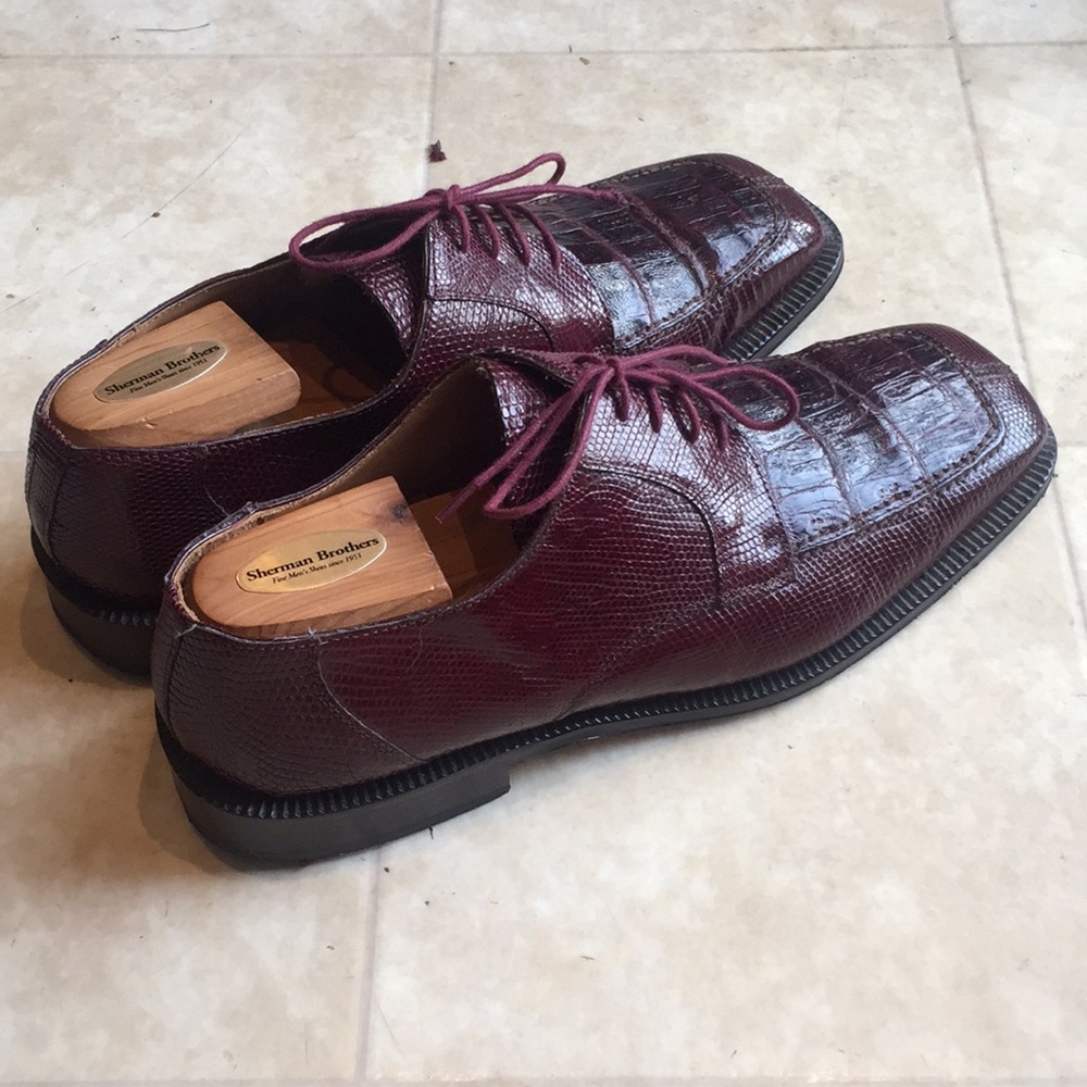 David Eden Sz11.5 Crocodile Skin and Leather Shoes
